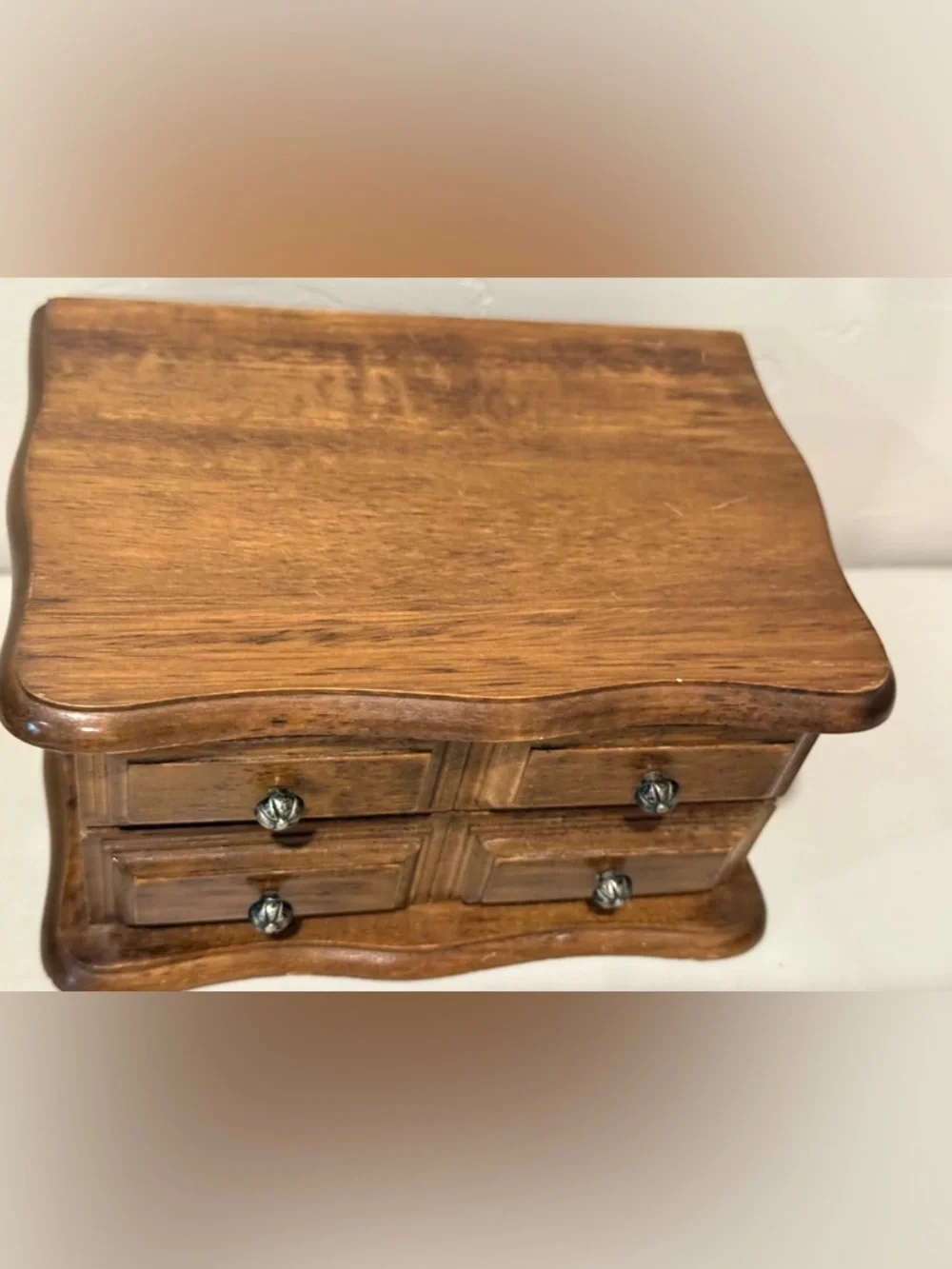 Vintage Avon Decorators Jewelry Chest 1978 Wood w/ Drawer &‎ Velvet Lining